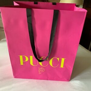 Brand new rare Emilio Pucci pink authentic shopping bag with fabric handles